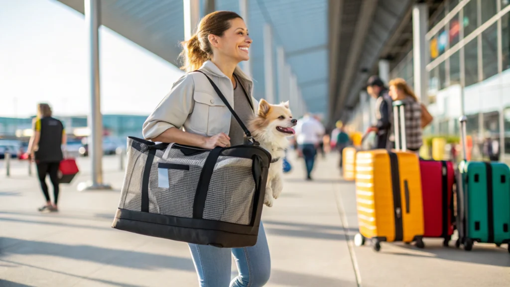 dog and carrier