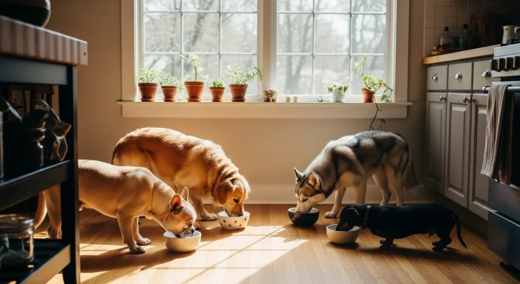 dog drinking a lot of water